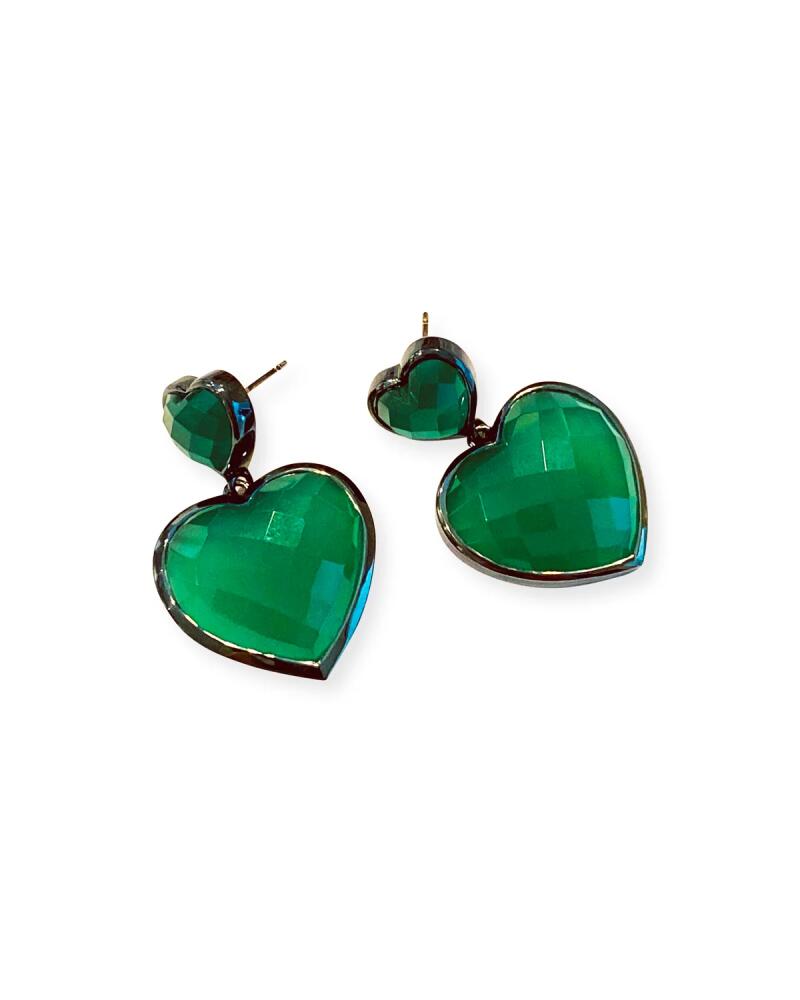 NAKARD Double Heart Drop Earrings, Green Onyx Cover