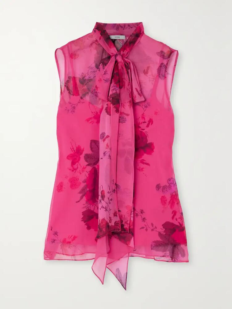 Erdem - Bow-detailed Silk-voile Top - Pink Cover