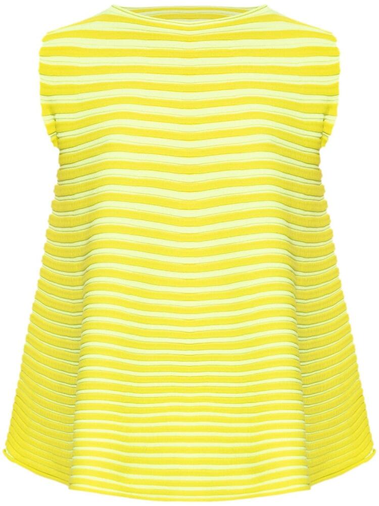 Pleats Please Issey Miyake striped ribbed-knit T-shirt - Yellow Cover