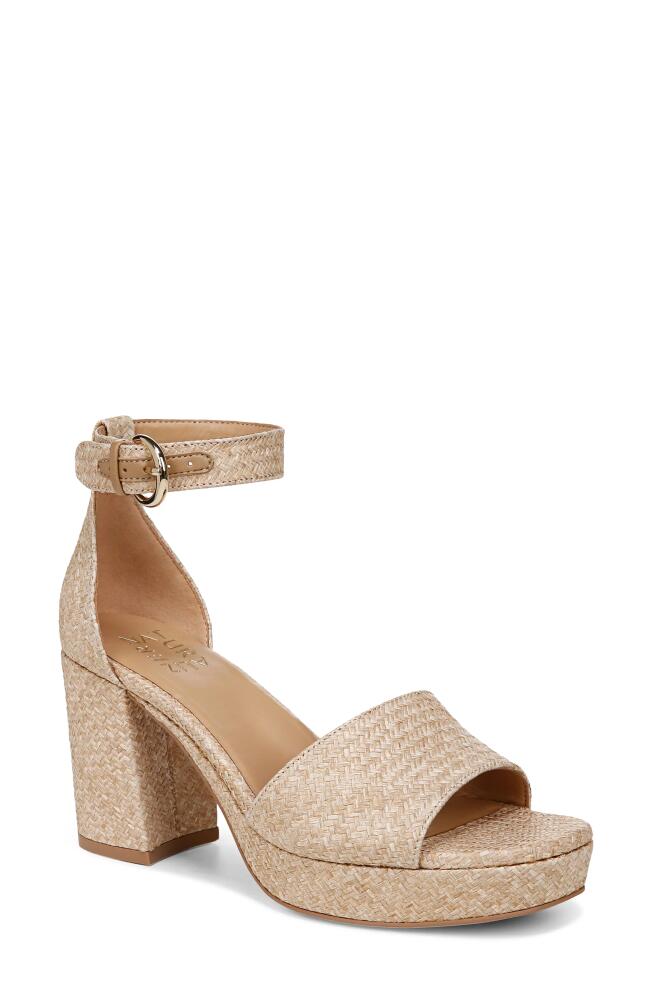 Naturalizer Pearlyn 3 Ankle Strap Platform Sandal in Wheat Woven Fabric Cover