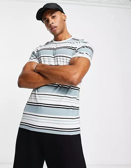 New Look stripe t-shirt in blue Cover