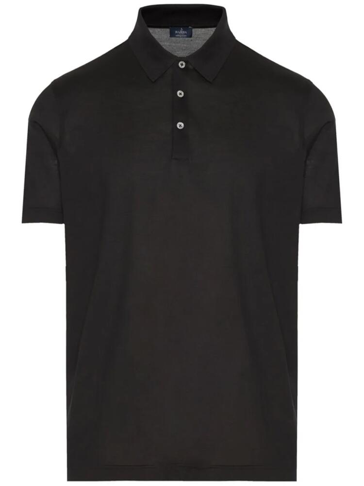 Barba mélange-effect silk polo shirt - Black Cover