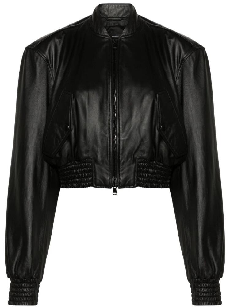 WARDROBE.NYC cropped leather bomber jacket - Black Cover