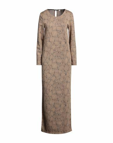 Kontatto Woman Maxi dress Camel Polyester, Viscose, Elastic fibres Cover