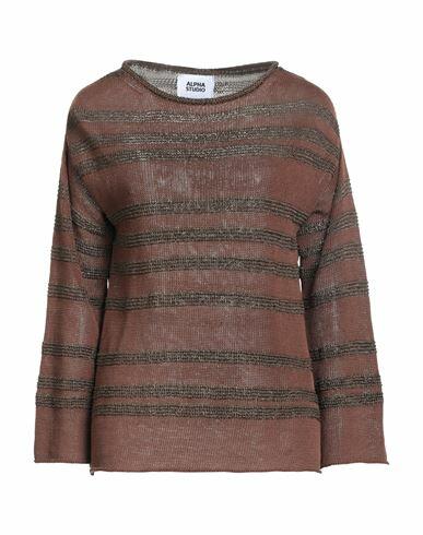 Alpha Studio Woman Sweater Brown Viscose, Polyamide, Linen, Cotton Cover