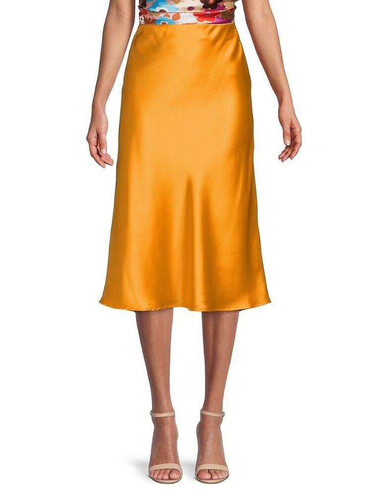 Renee C. Women's Satin Midi Skirt - Marigold Cover