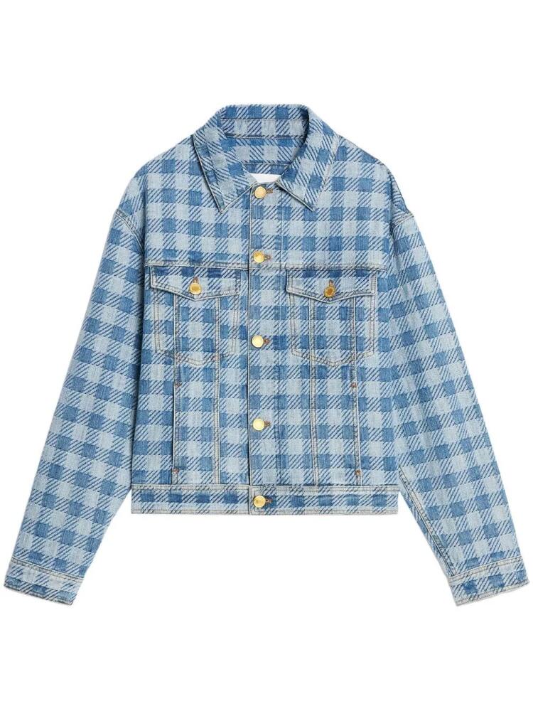 AMI Paris check-pattern denim jacket - Blue Cover