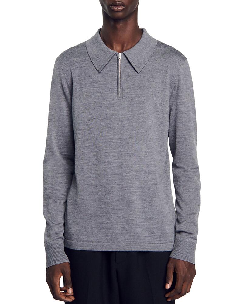 Sandro Wool-Blend Zip Polo Sweater Cover