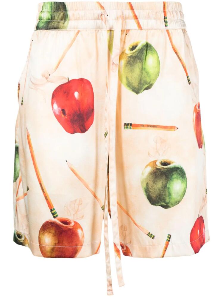 Nahmias fruit-print silk shorts - Orange Cover