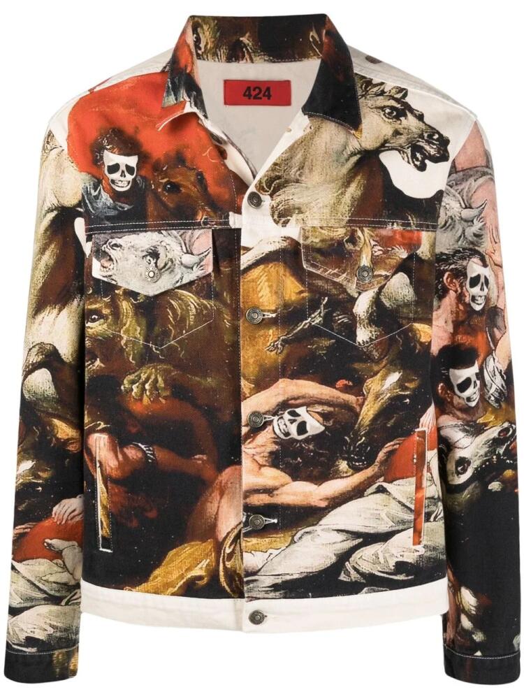 424 graphic-print denim jacket - Brown Cover