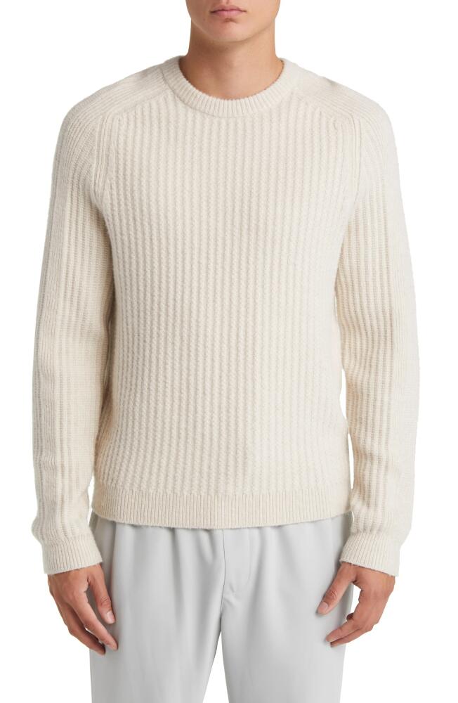 Reiss Millerson Textured Wool & Cotton Blend Crewneck Sweater in Stone Cover