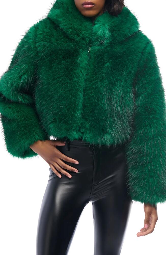 AZALEA WANG Gemini Hooded Faux Fur Jacket in Green Cover