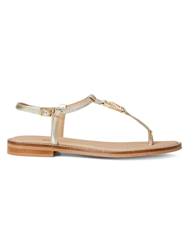 Bruno Magli Women's Jenna T-Strap Flat Sandals - Gold Cover