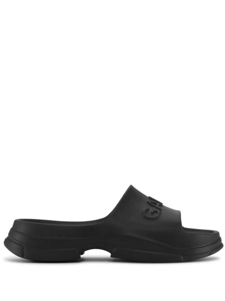 GANNI logo-embossed chunky slides - Black Cover