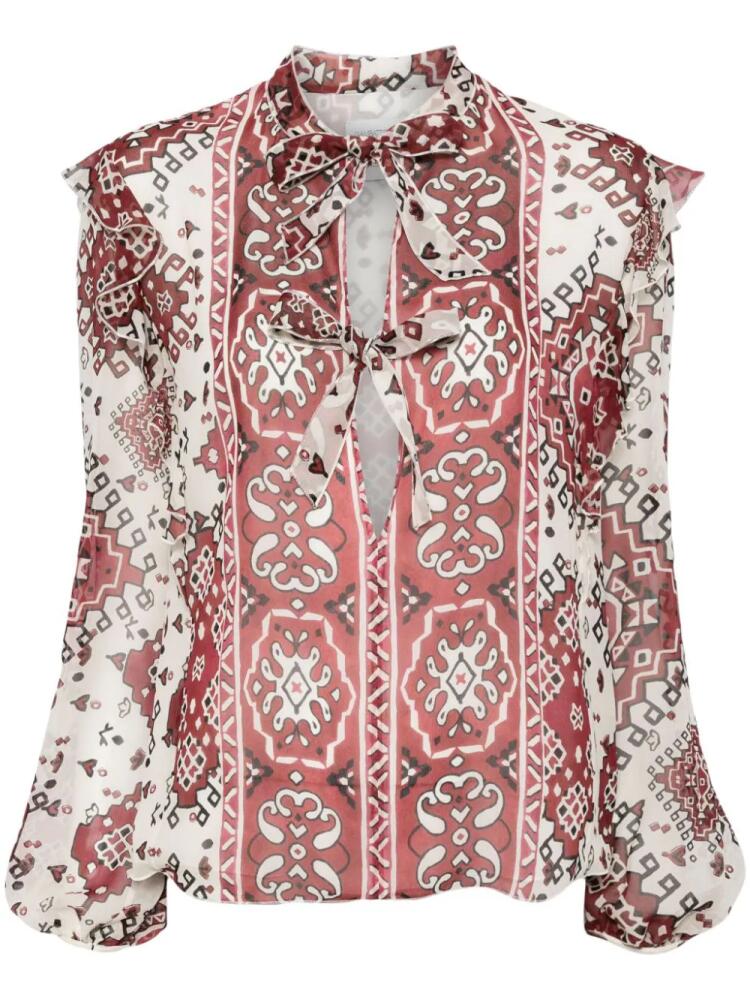 Giambattista Valli graphic-print silk blouse - Red Cover