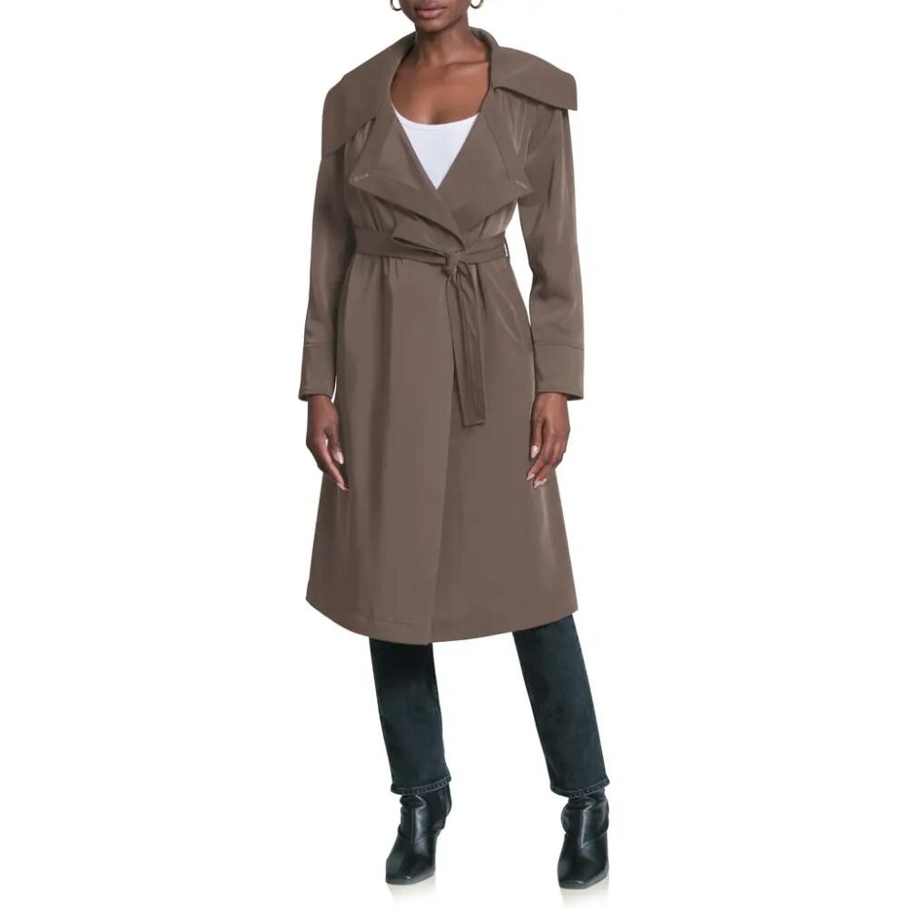 Avec Les Filles Belted Drape Trench Coat in Reishi Cover