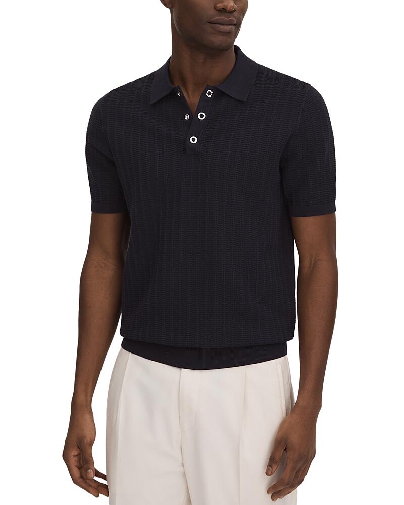 Reiss Pascoe Textured Short Sleeve Snap Placket Polo Shirt Cover