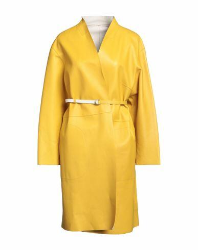 Desa 1972 Woman Overcoat & Trench Coat Ocher Soft Leather Cover