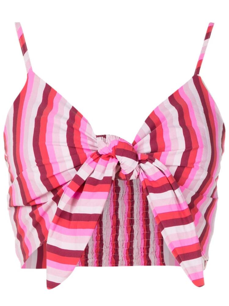 Amir Slama stripe-print tied crop top - Pink Cover