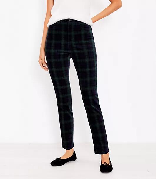 Loft Plaid Velvet Skinny Pants Cover