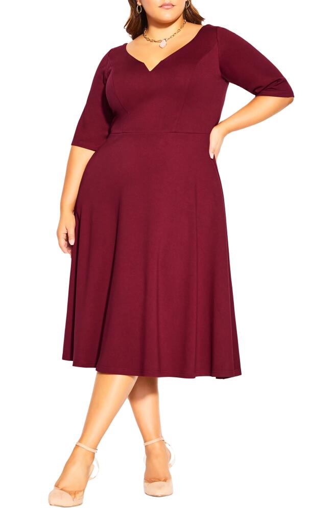 City Chic Cute Girl Fit & Flare Dress in Ox Blood Red Cover