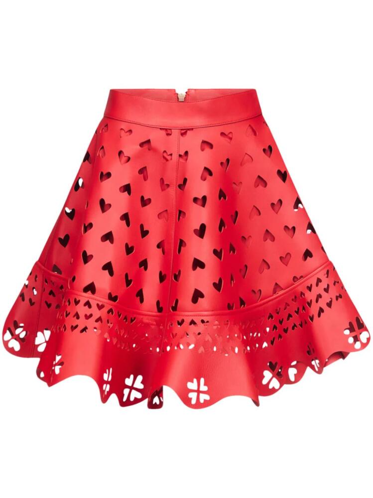 AREA laser-cut leather miniskirt - Red Cover