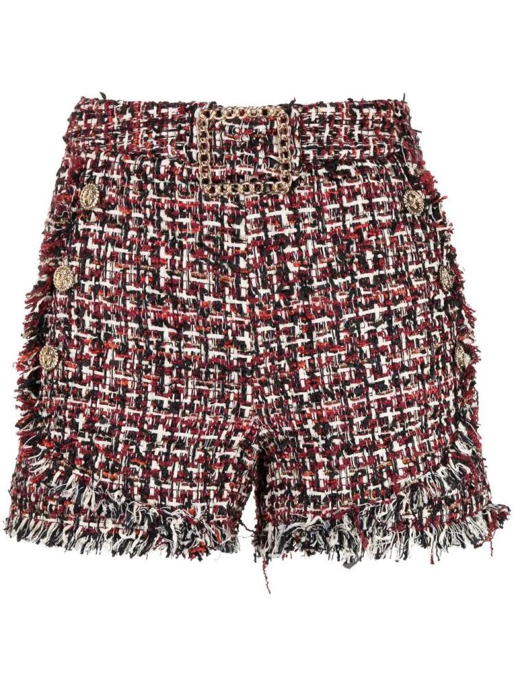 Edward Achour Paris rough-cut tweed shorts - Red Cover