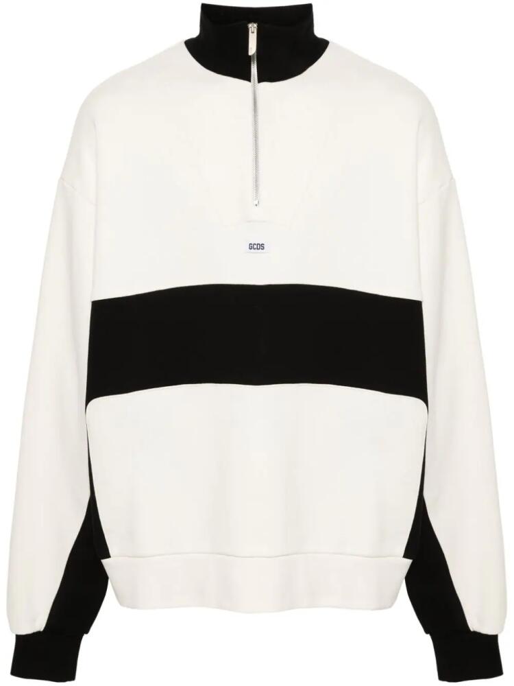 GCDS logo-appliqué half-zipped sweatshirt - Neutrals Cover