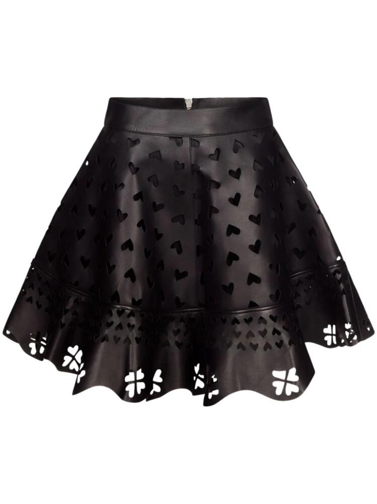 AREA laser-cut leather miniskirt - Black Cover