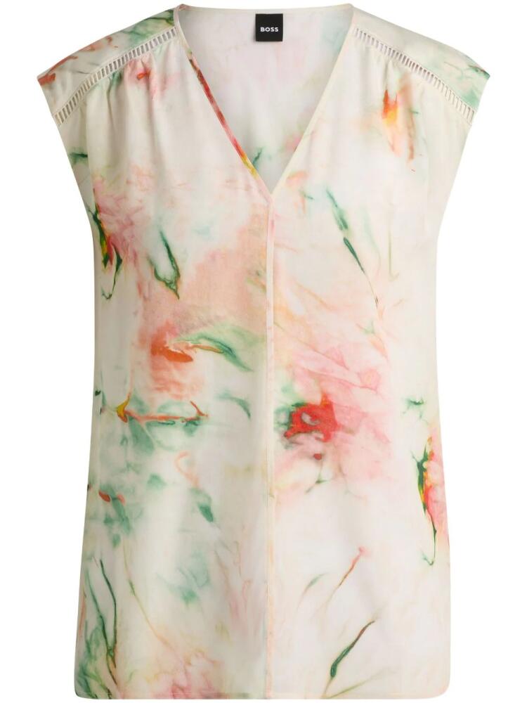 BOSS floral-print silk blouse - Neutrals Cover