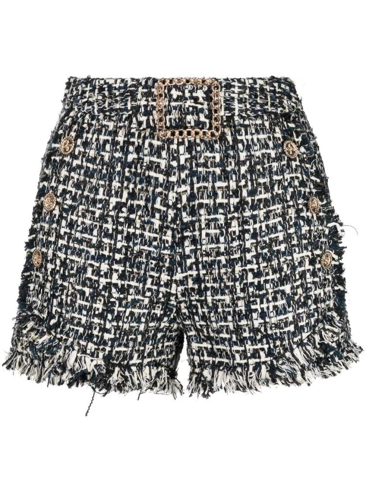 Edward Achour Paris rough-cut tweed shorts - Black Cover