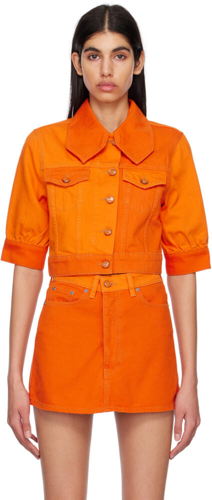 GANNI Orange Cutline Denim Jackets Cover