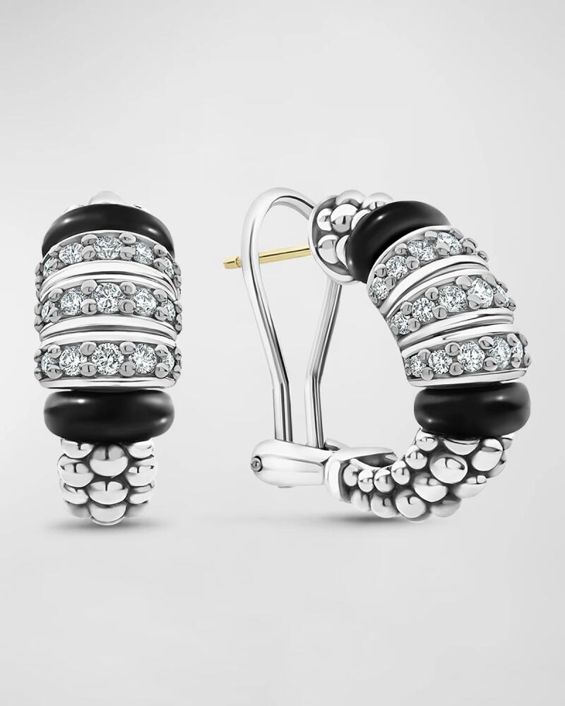 LAGOS Black Caviar 3-Link Diamond Hoop Earrings Cover