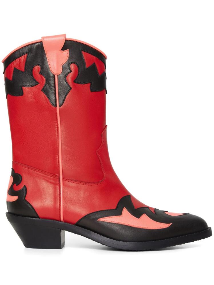 Molly Goddard Dora Western leather boots - Red Cover