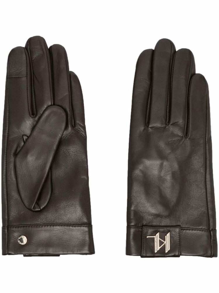 Karl Lagerfeld logo-plaque leather gloves - Brown Cover