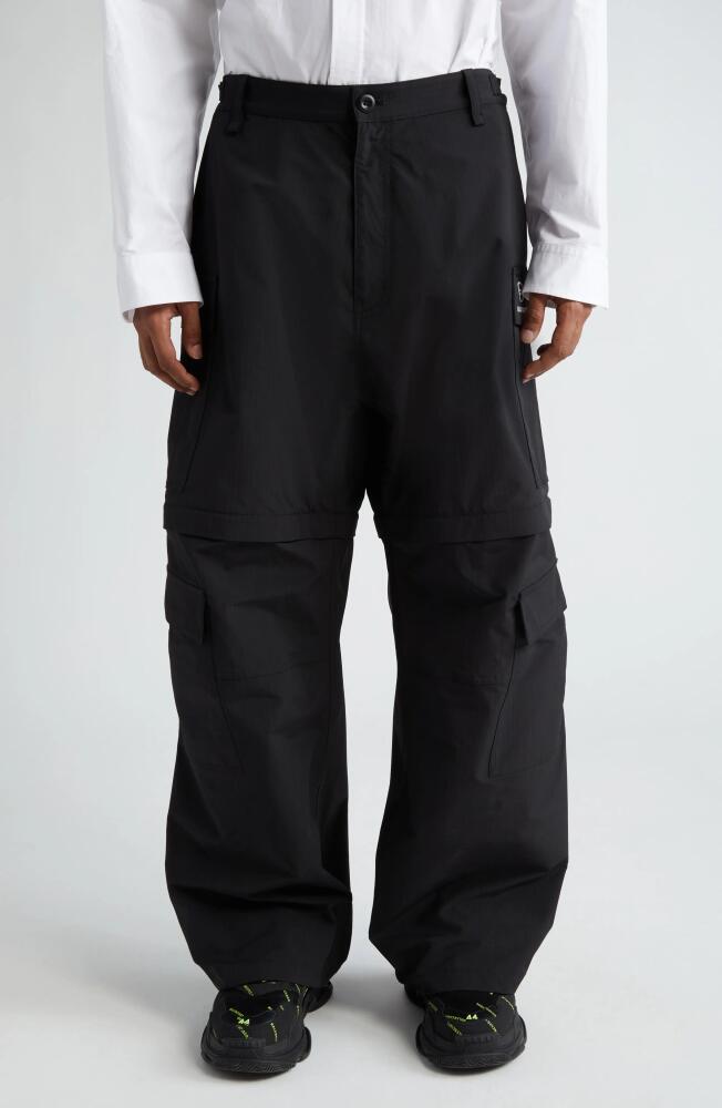 Balenciaga Light Zip-Off Ripstop Cargo Pants in Black Cover