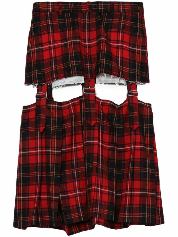 Black Comme Des Garçons tartan pleated midi skirt - Red Cover