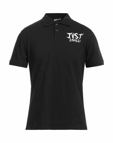 Just Cavalli Man Polo shirt Black Cotton, Elastane Cover