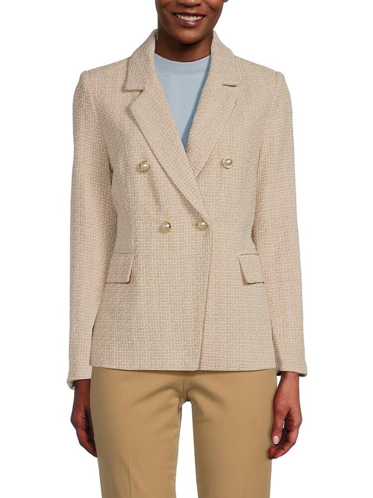 NANETTE nanette lepore Women's Double Breasted Notch Lapel Blazer - Warm Sand Cover