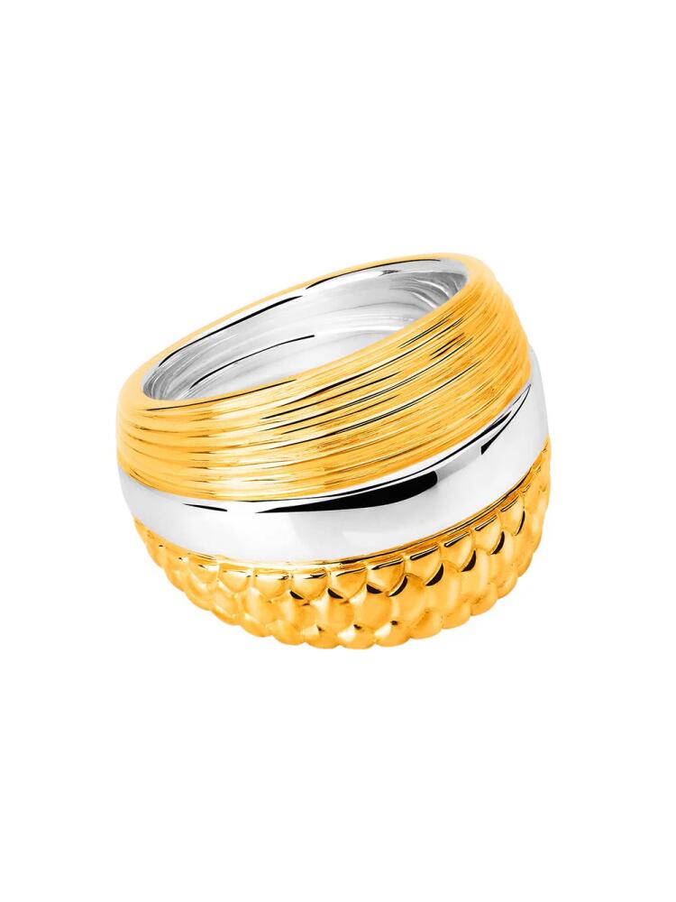 TANE México 1942 sterling silver and 23kt yellow gold vermeil Fish Textured ring Cover