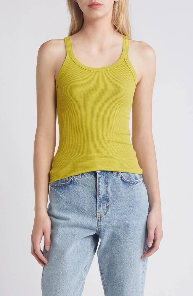 Re/Done Rib Cotton Tank in Pear Cover