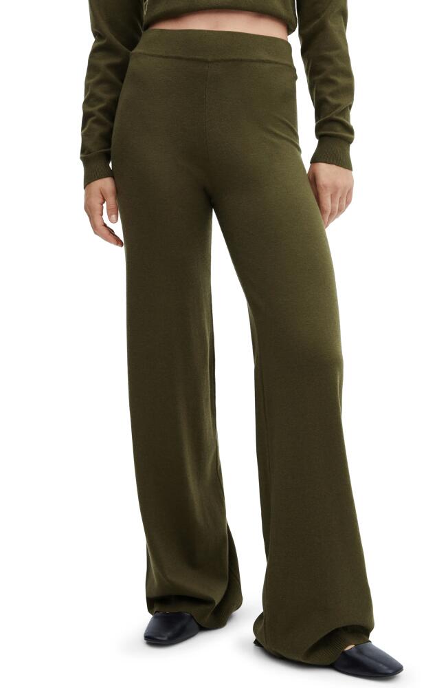 MANGO Knit Wide Leg Pants in Khaki Cover