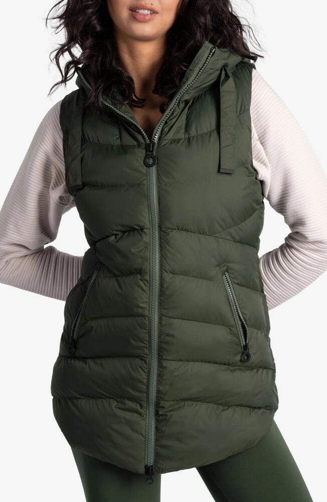 Lole Transition Water Repellent Hooded Quilted Vest in Olive Cover