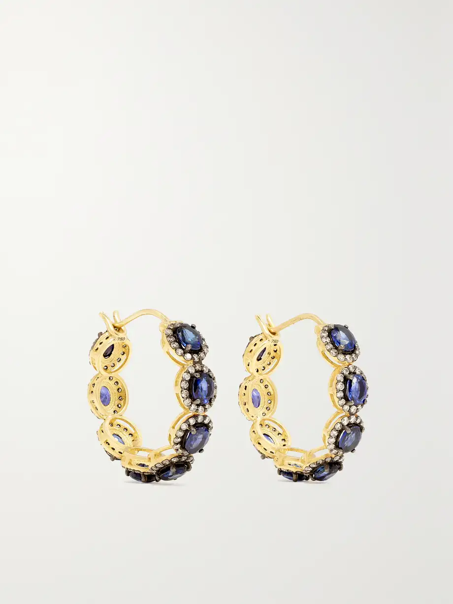 Amrapali London - Mini Rajasthan 18-karat Gold, Sapphire And Diamond Hoop Earrings - One size Cover