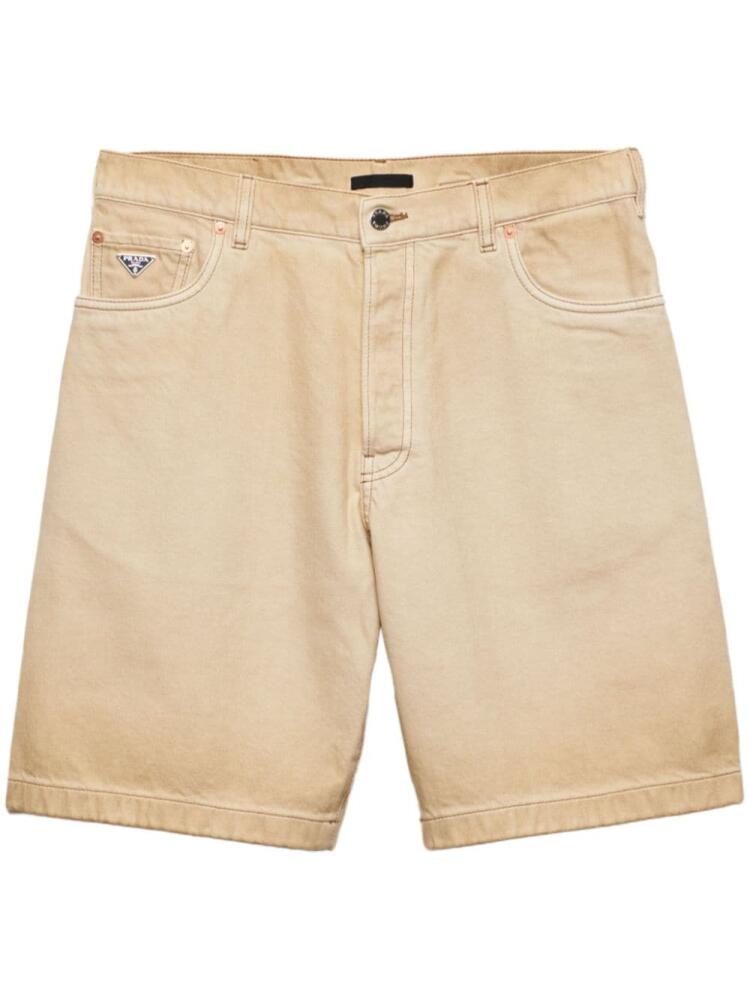 Prada faded-effect denim shorts - Neutrals Cover