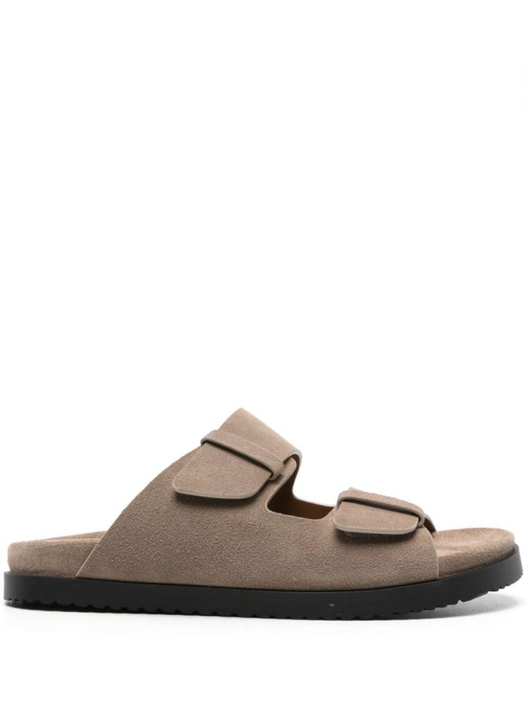 Doucal's double-strap suede slides - Neutrals Cover