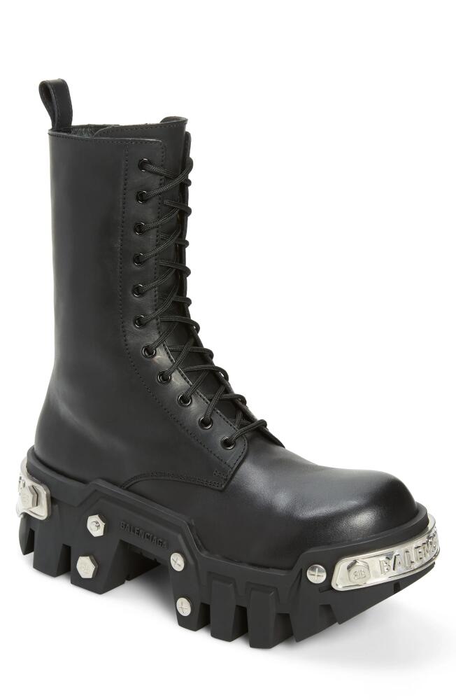 Balenciaga Bulldozer Lace-Up Boot in Black/Silver Cover