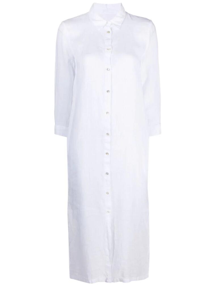 120% Lino linen maxi shirt dress - White Cover