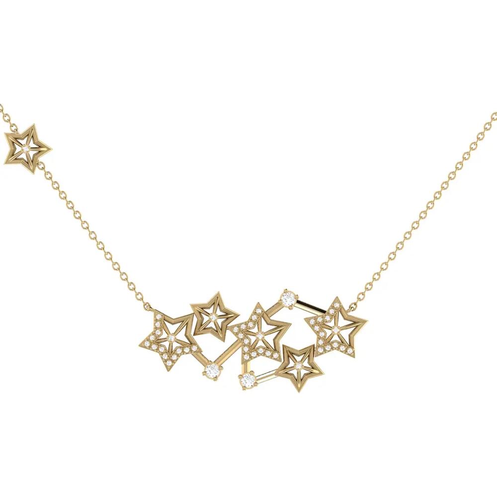 LuvMyJewelry Starburst Constellation Sterling Silver Diamond Necklace in 14Kt Gold Vermeil On Sterling Cover