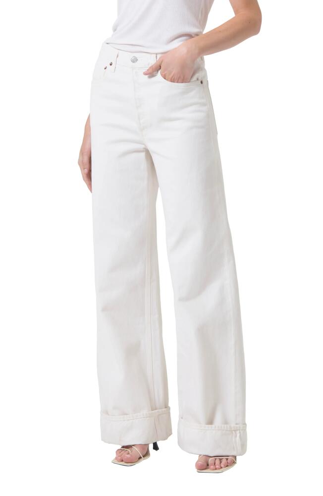 AGOLDE Dame Cuffed High Waist Wide Leg Organic Cotton Jeans in Fortune Cookie Cover